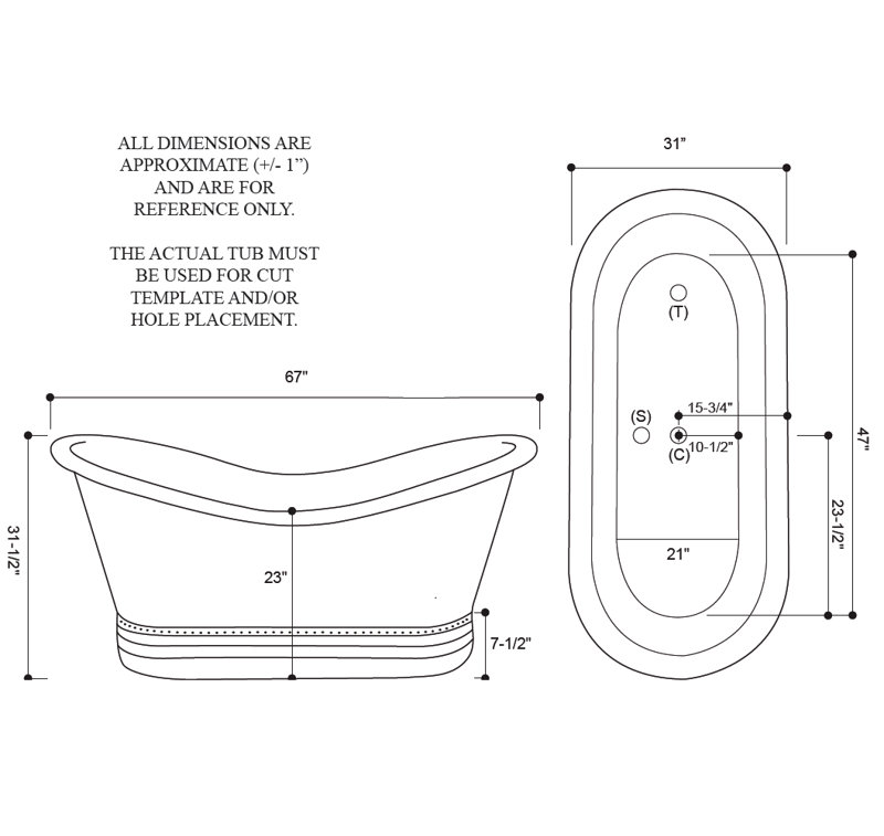 Juliana 67'' x 31'' Soaking Copper Bathtub, Dark Smoke Copper, Left, End