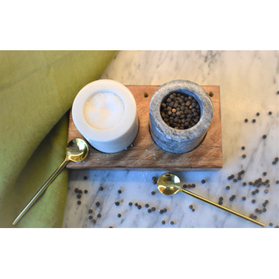 Marble And Wood Salt And Pepper Set