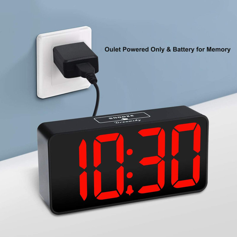Alarm Clock For Bedroom, Large Big Numbers Display With Brightness Dimmer, Electric Bedside Desk Clock With USB Charging Port