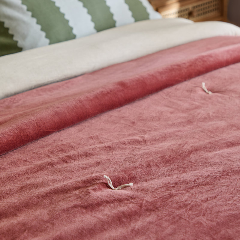 Edie Cotton Solid Colour Bedspread, Red