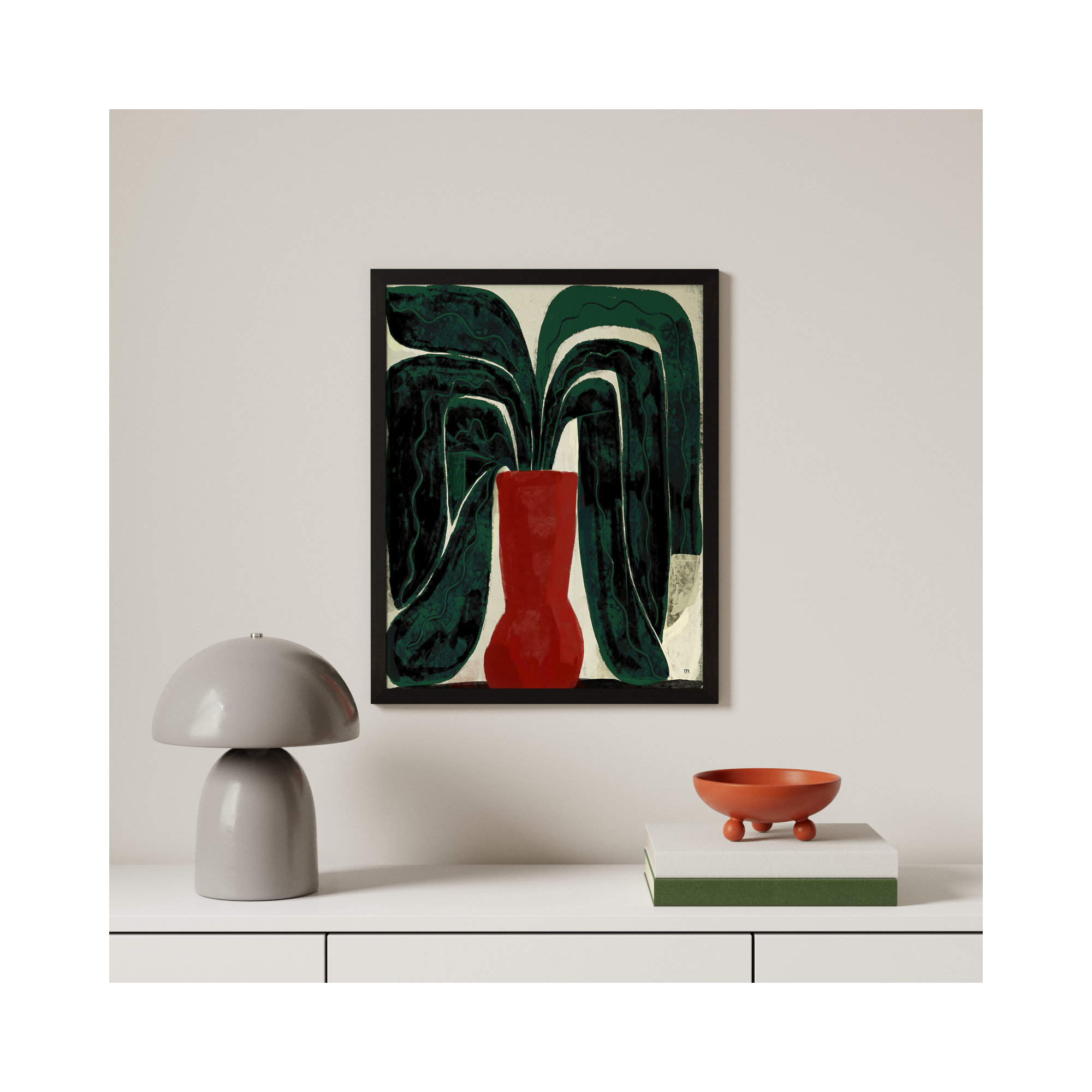 Plant #8 by StudioM, 25" H x 20" W x 1.25" D, Black