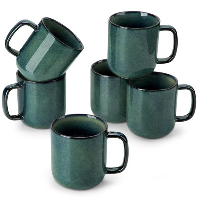 Ceramic Coffee Mugs Set Of 6, 16 Oz Stoneware Mugs For Americano, Tea, Iced Coffee & Cold Brew, Dishwasher Safe And Microwave Safe