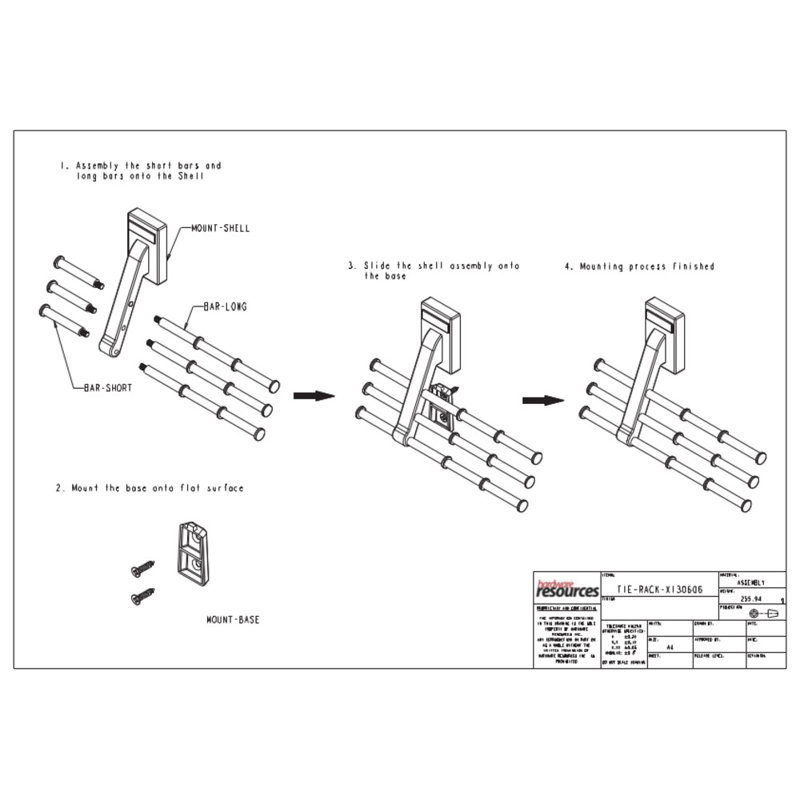 Metal Tie Rack, Satin Nickel