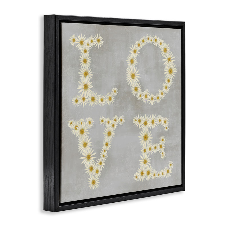 "Love Daisy" par Daphne Polselli, H 25 po x l 25 po, Cadre flottant métallique doré