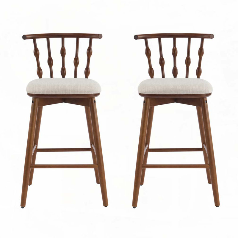 Tabouret de bar en bois, Noyer, Beige
