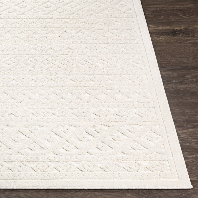 Tapis ivoire tissé à la machine Kevyn, Rectangle 2 pi x 2 pi 11 po