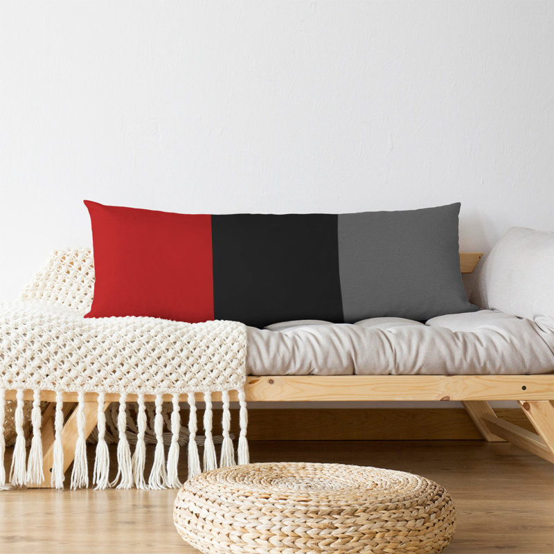 Addison Polyester Medium Pillow, Scarlet/Black/Gray