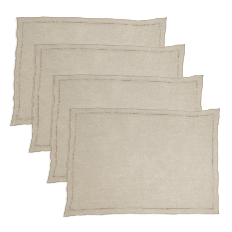 Napperon Stonewashed Overlock Edge (ensemble de 4), Brun