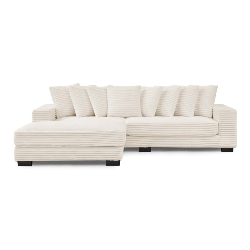 Corduroy Tufted Upholstered Sleeper Sectional Sofa, L-Shaped Modular Convertible Sofa,Can Freely Change The Position of The Footrests