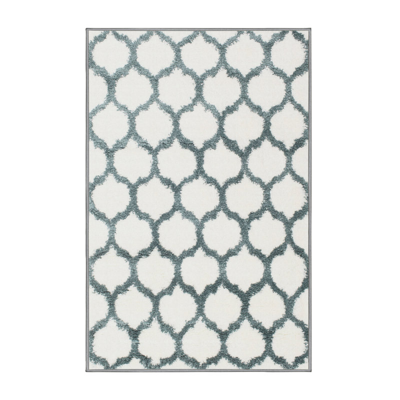 Tapis gris/zone blanche contemporaine, Rectangle 2 pi x 3 pi