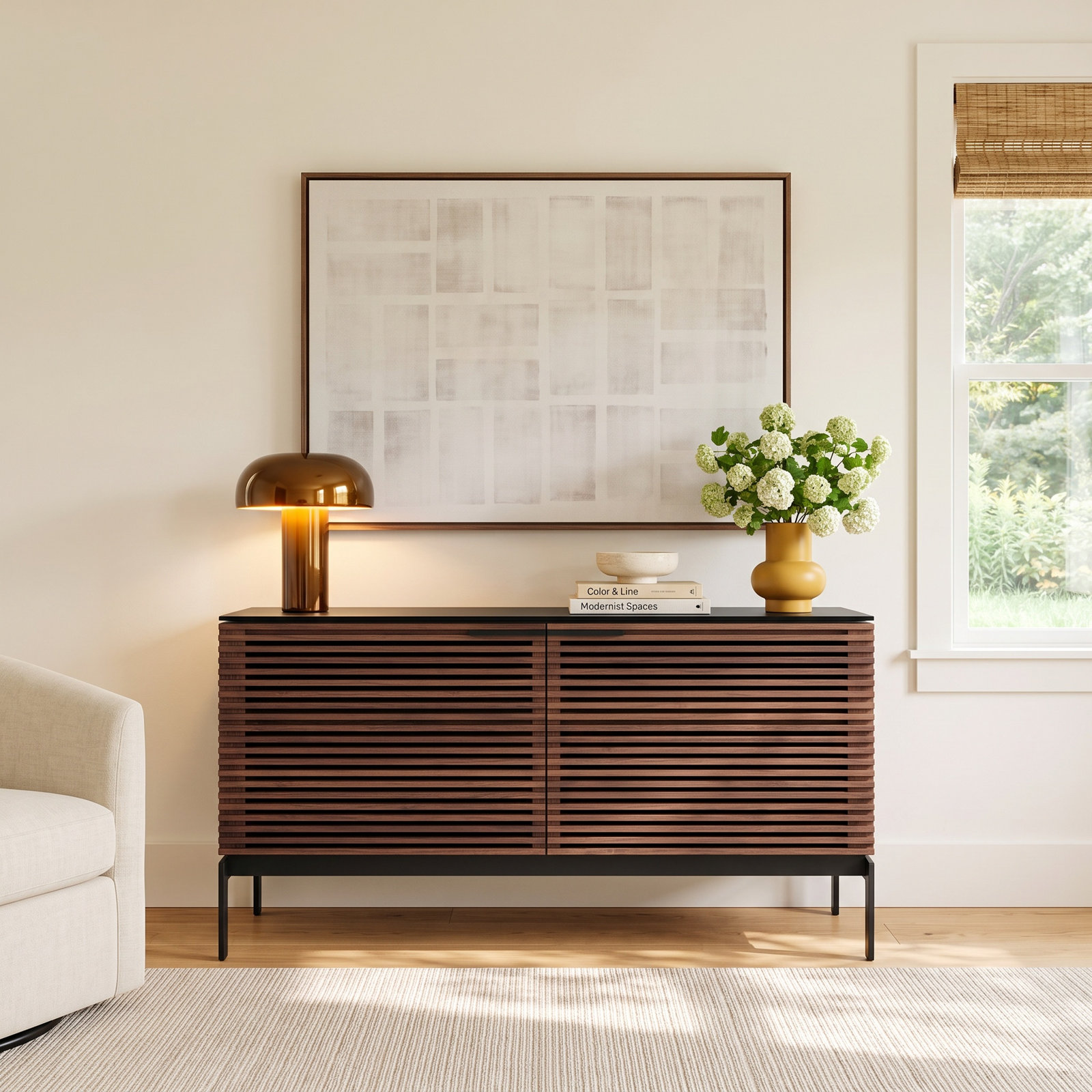 Corridor 50 " Glass Walnut TV Stand, Chocolate Stained Walnut