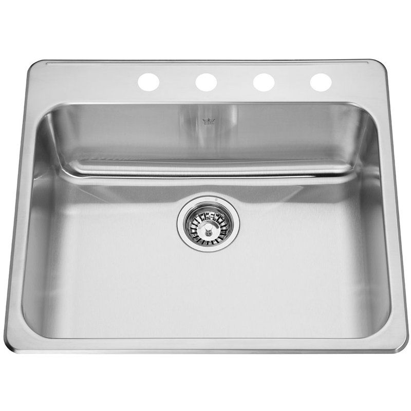 Kindred 22'' W Single Bowl Stainless Steel Drop-In Kitchen Sink, 4 hole