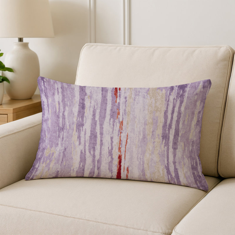 Coussin décoratif intérieur / extérieur gris Modern Modern, Rose / jaune / rouge abstrait, Rectangle H 20 po x l 14 po