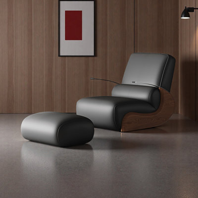 Chaise berçante de salon en similicuir