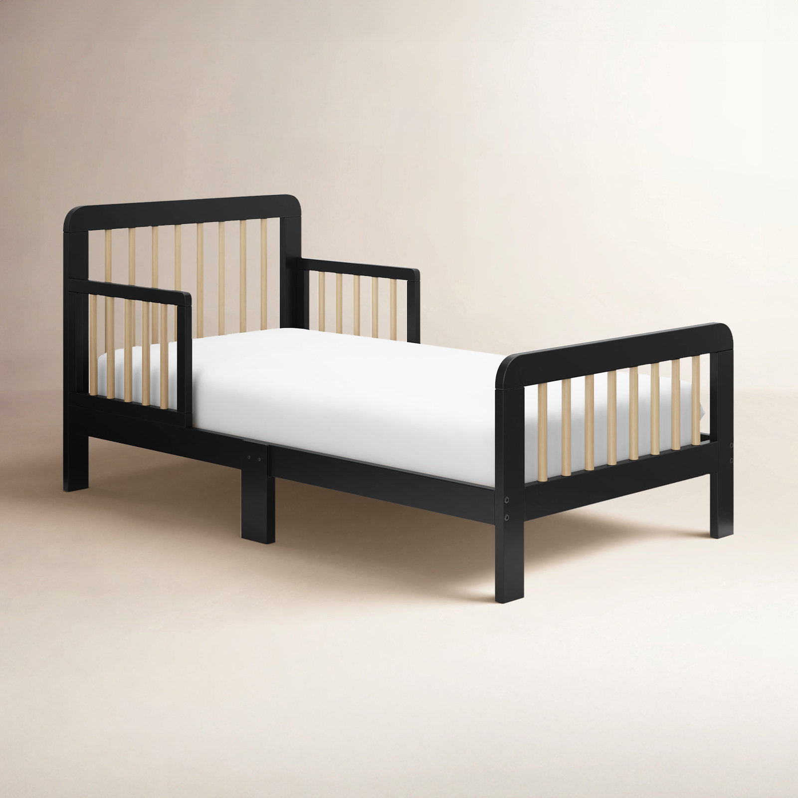 Pasadena Toddler Bed with Guardrails, Black/Driftwood