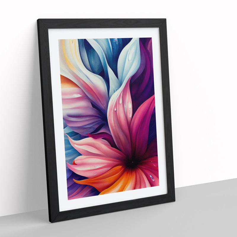 Entrancing Flowers No.2 - Single Picture Frame Print, 64cm H x 46cm W x 2cm D, Black