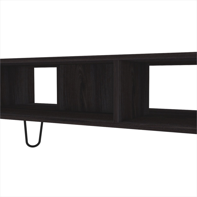 Table basse Mid-Century avec deux tablettes, brun chaud et noir, d'une largeur de 39,8 pouces