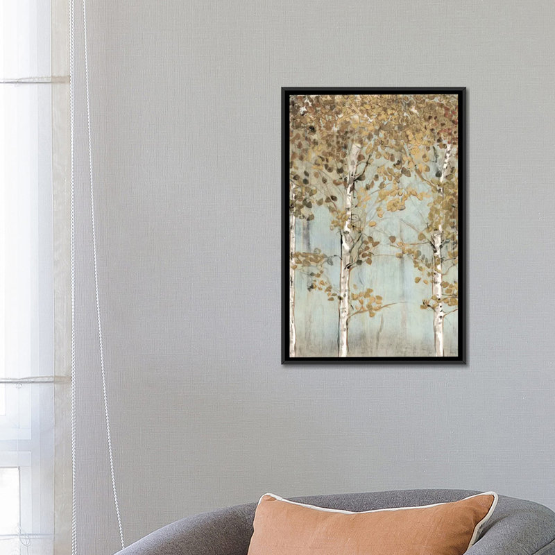 « mou bouleau », reproduction d’impression sur toile, H 26 po x l 18 po x P 1,5 po, Toile avec cadre flottant noir