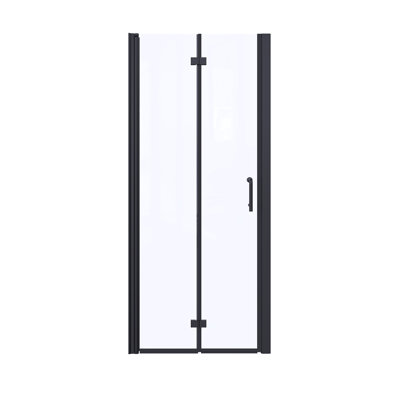 32" W X 72" H Bi-Fold Semi-Frameless Shower Doors with 1/4"(6mm) Clear Tempered Glass, Matte Black