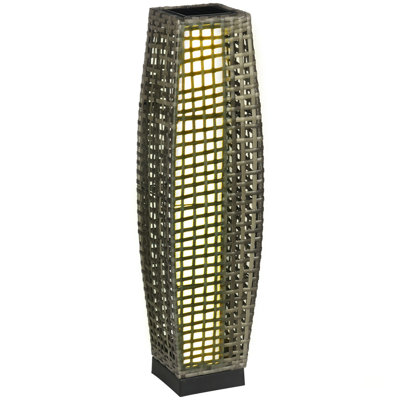 Solar Floor Lamp, Waterproof Outdoor Garden Lantern With Auto On/Off LED For Pathways And Driveways, Gray