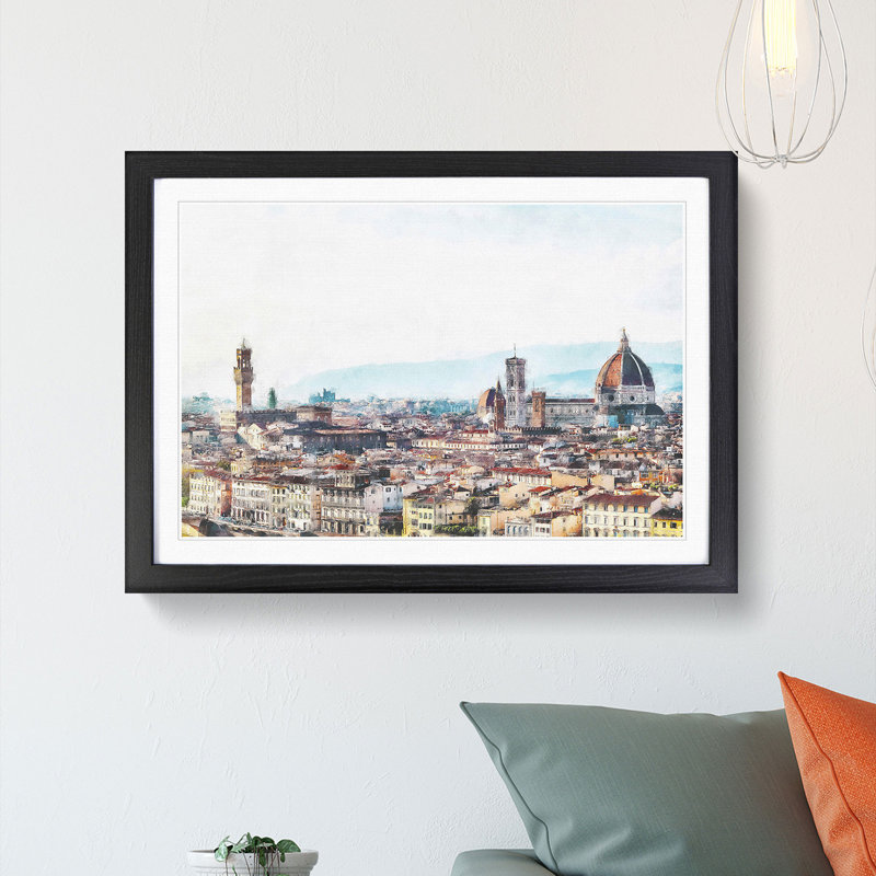 Florence Cathedral & Skyline in Italy - Picture Frame Graphic Art Print, Black Framed, 24cm H x 33cm W x 2cm D