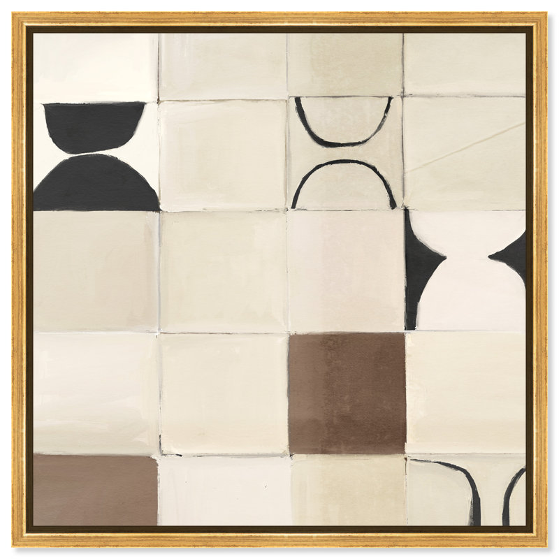 Boho Tiles Print by Oliver Gal, 31" H x 31" W, Gold Floater Frame