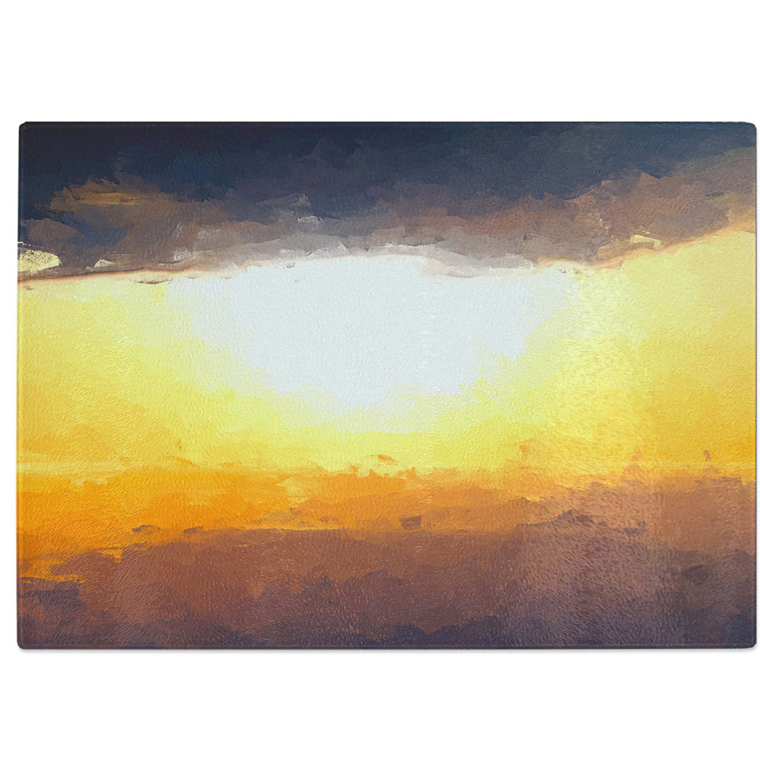 Tempered Glass Sunset Through the Clouds Chopping Board