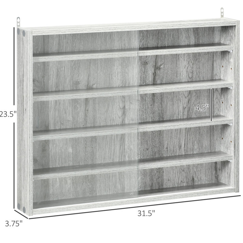 Présentoir à 5 portes, gris, avec 2 portes et tablettes réglables - Idéal pour les objets de collection