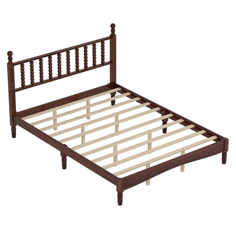 Lit standard en bois massif Auriel, Queen, Noyer