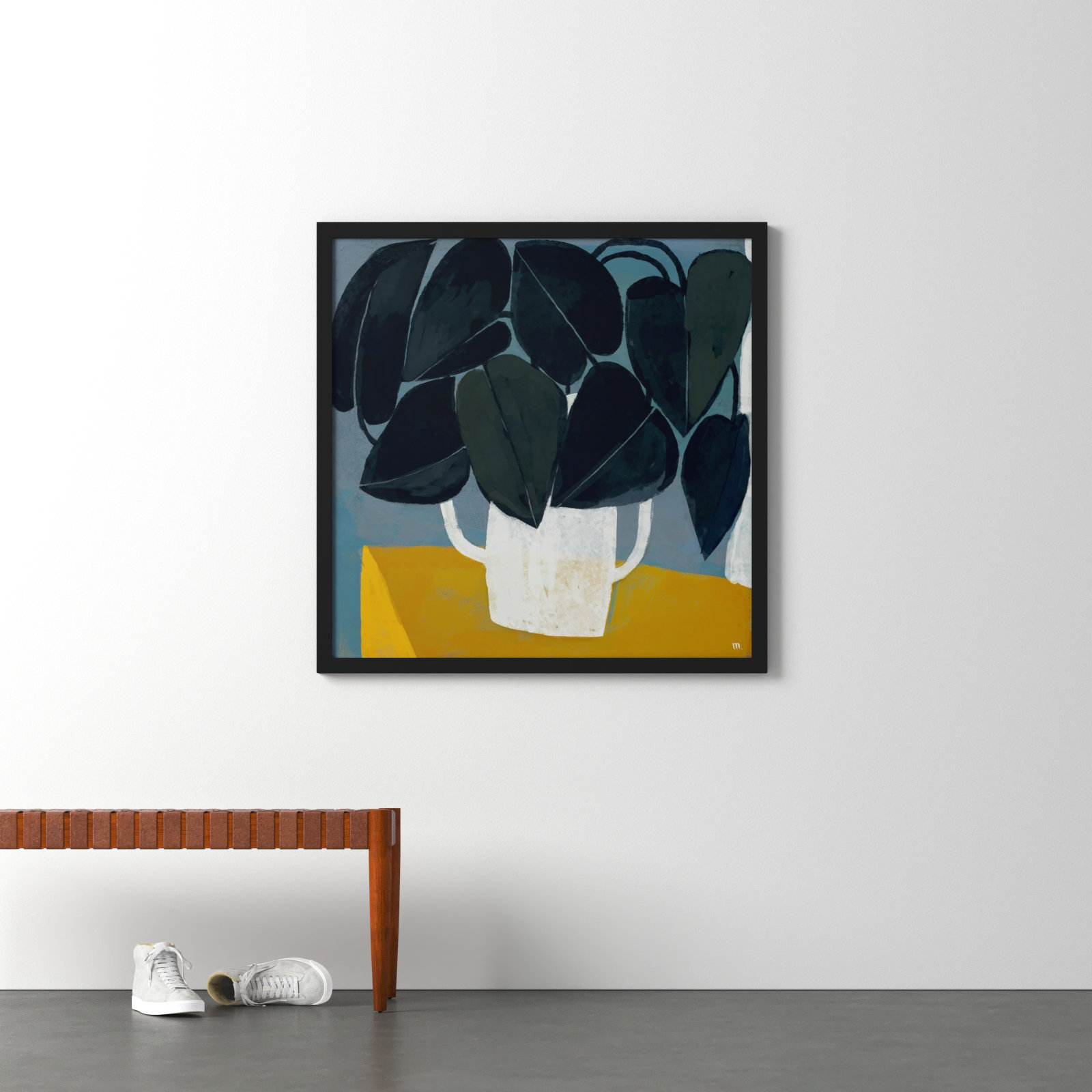 Plant "Summer Interior 1" Painting, 44" H x 44" W x 1.25" D, Black