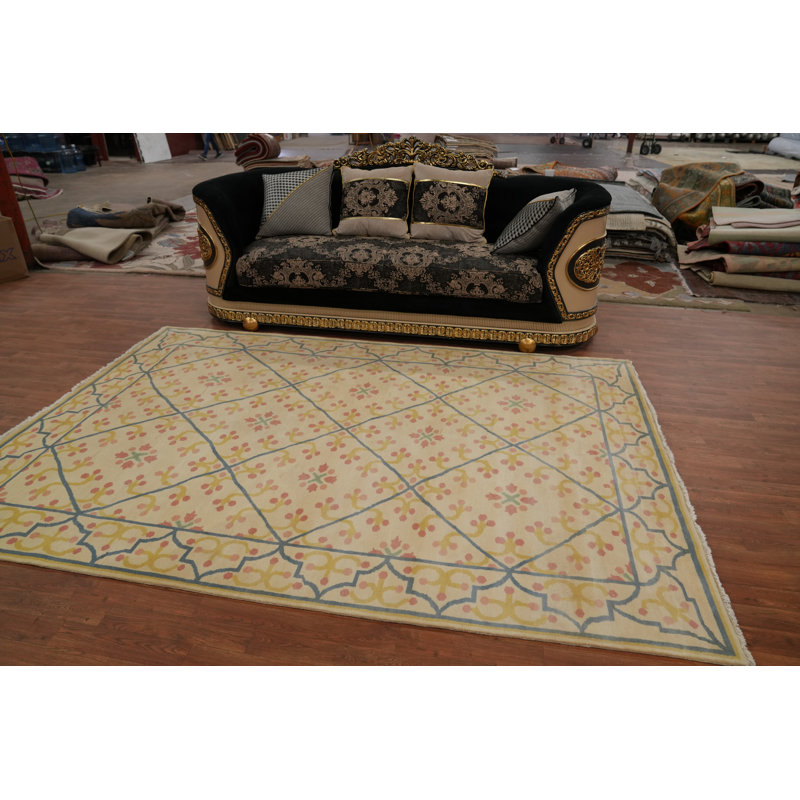 Tapis unique en coton 9 pi 3 po x 6 pi 6 po beige et ivoire