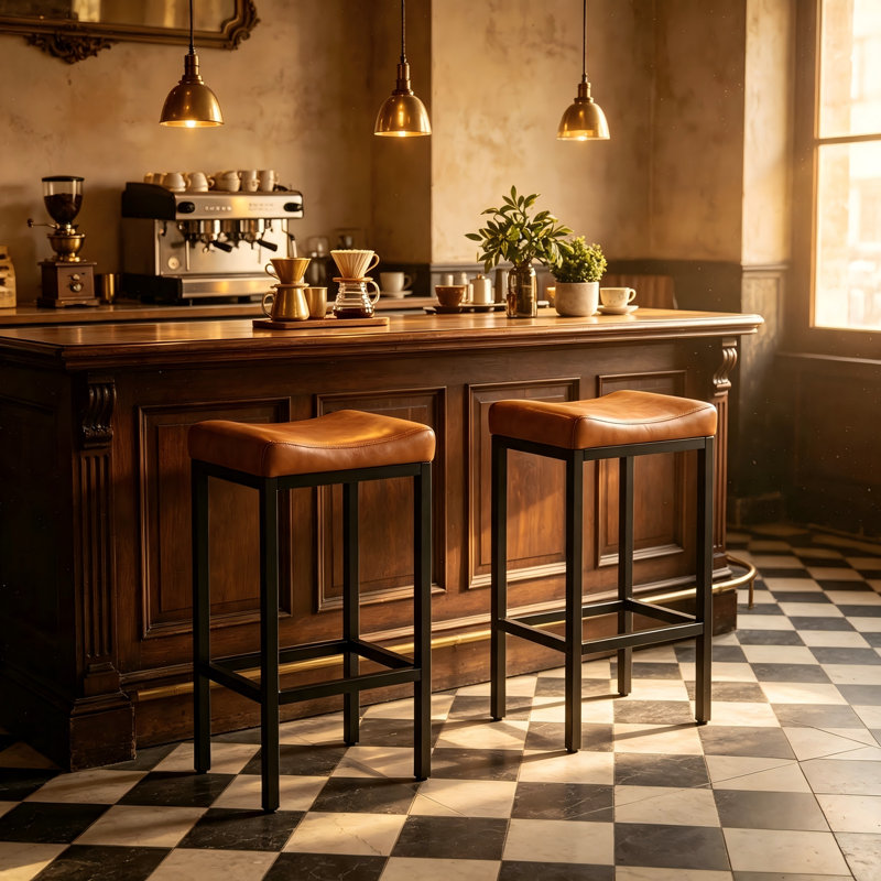 Ensemble de 2 tabourets de bar en cuir souple de 76 cm (30 pouces) — Résistants à l'eau et à l'huile, faciles à nettoyer, idéaux pour les bars et les îlots de cuisine
