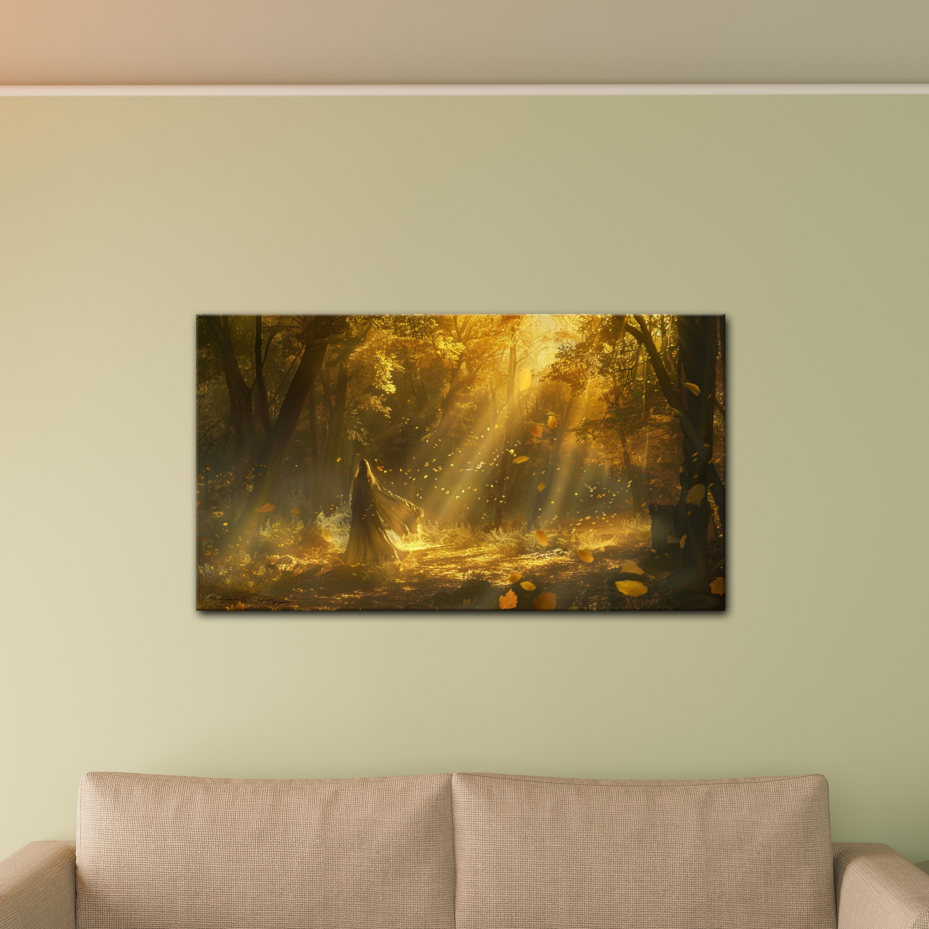 Winston Porter Golden Dusk: Drifting Robe in the Light-filled Forest ...