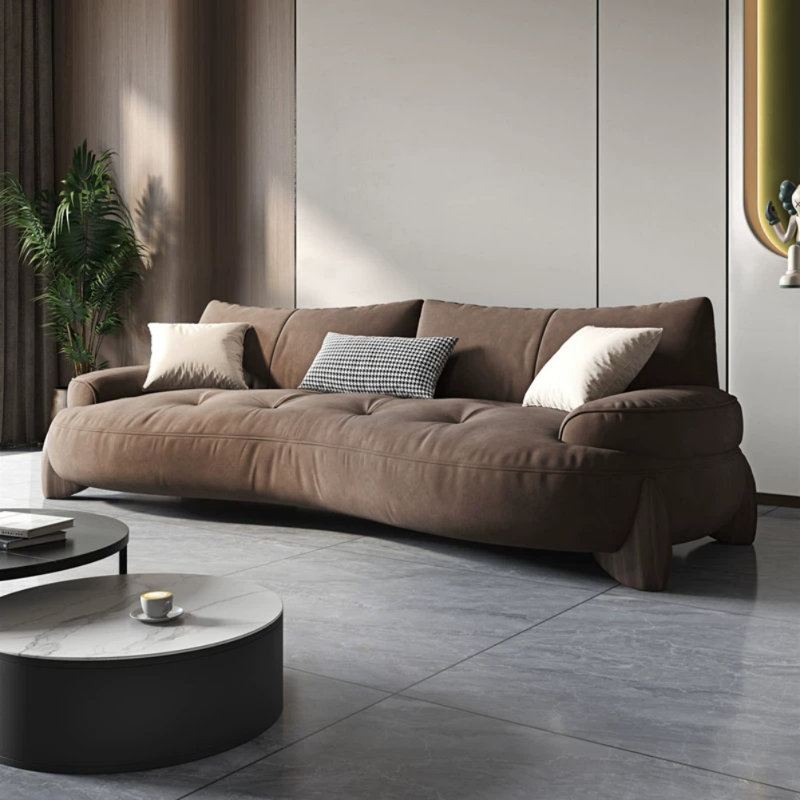 Simple Personality Leisure Sofa, Coffee, 31.89" H x 86.61" W x 42.13" D