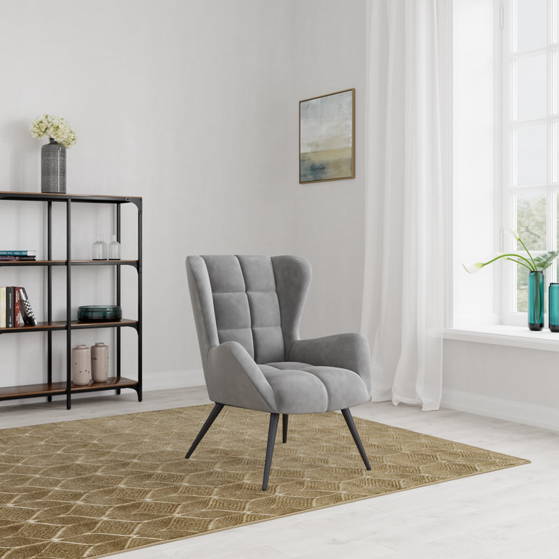 Espen Accent Chair Blue Velvet Lounge chair, Grey
