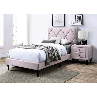 Lit simple en velours - système de soutien à 12 lits stables, tête de lit réglable pour une qualité de sommeil et de détente optimale, sommier non inclus, support robuste, mobilier de chambre de luxe, sommeil idéal, non requis