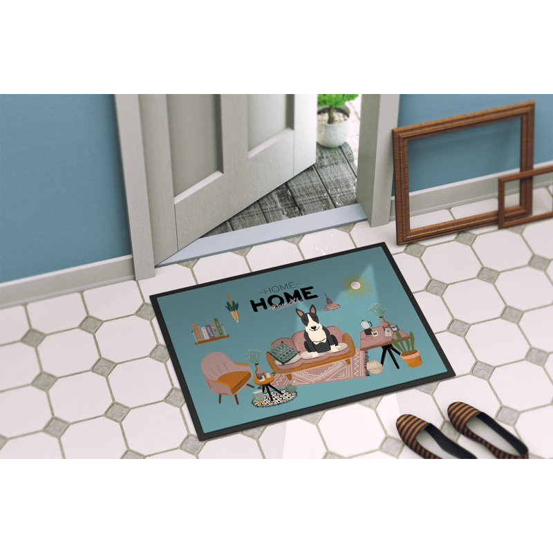 Tapis d'intérieur ou d'extérieur Gordils English Foxhound Sweet Home 24X36 CK7955JMAT, Bull terrier noir et blanc