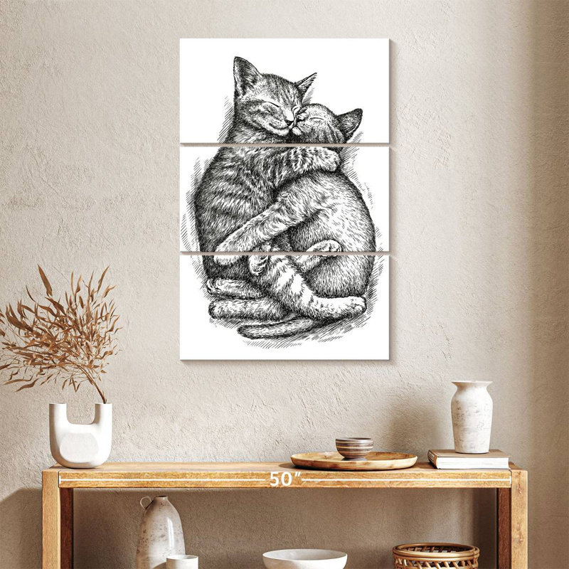 Brampt Two Cuddling Cats, 74" H x 48" W
