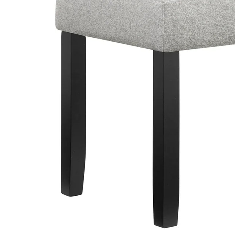 Riac Dining Bench, 41 Inch Dove Gray Fabric Seat, Black Wood Legs