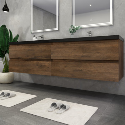Ensemble de meuble-lavabo double mural 84 po Kirker
