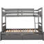 Lit superposé simple au-dessus d'un lit double en bois massif, gris - Lit de rangement durable: offre amplement d'espace pour les effets personnels