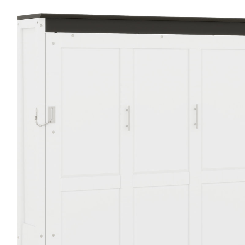 Lit escamotable polyvalent pliable avec canapé, bureau et armoire de rangement, Lit double
