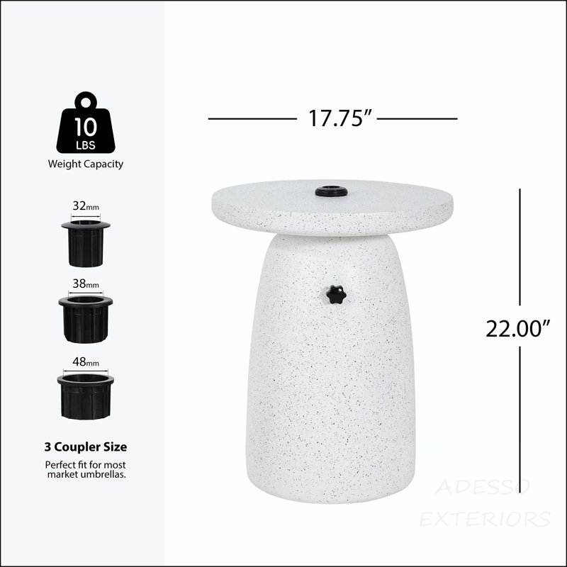 Table d'appoint MGO en marbre blanc avec base de parasol