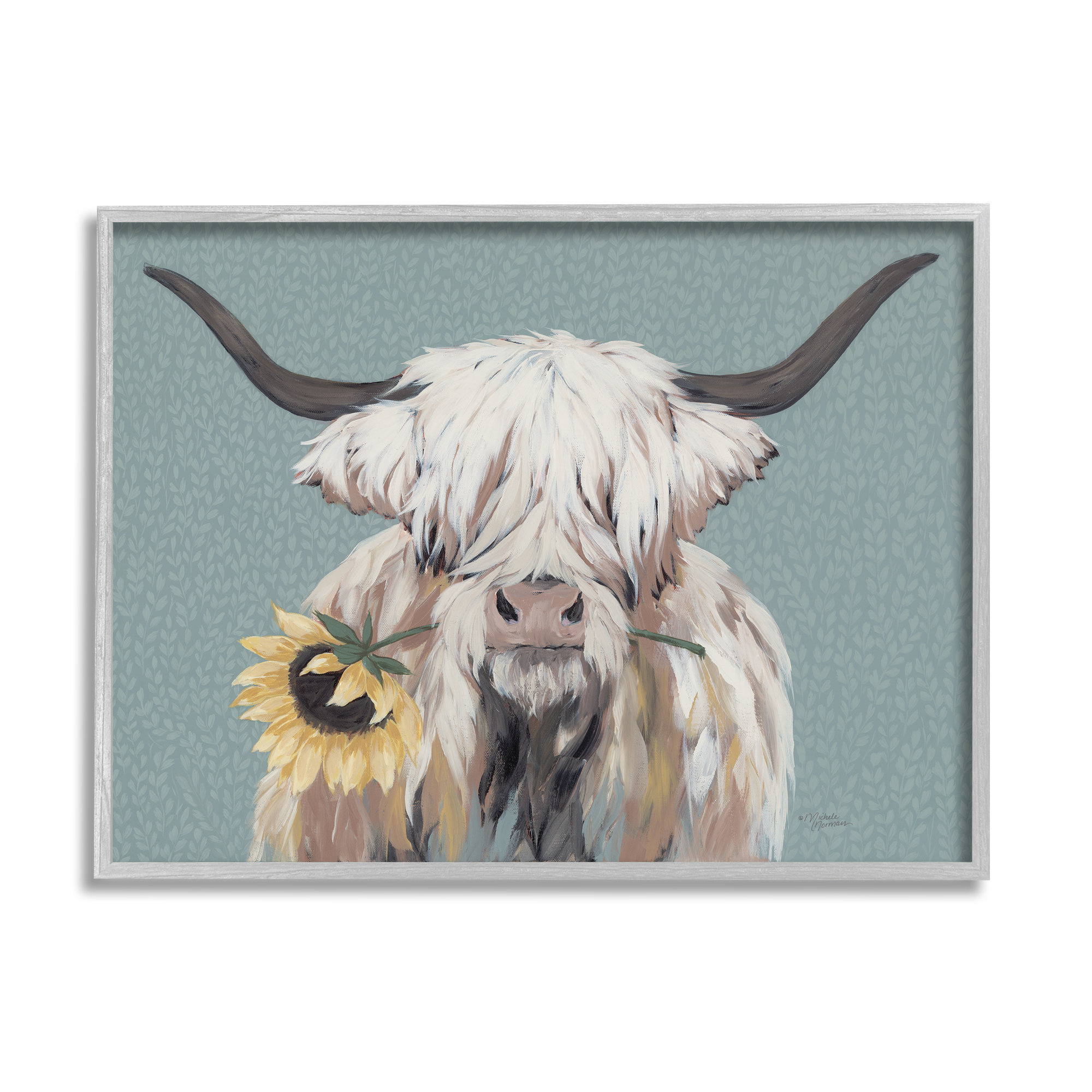 Sunny Highland Cow Fabric - Highland Cow With A Rose - Cute Highland Cow  Fabric