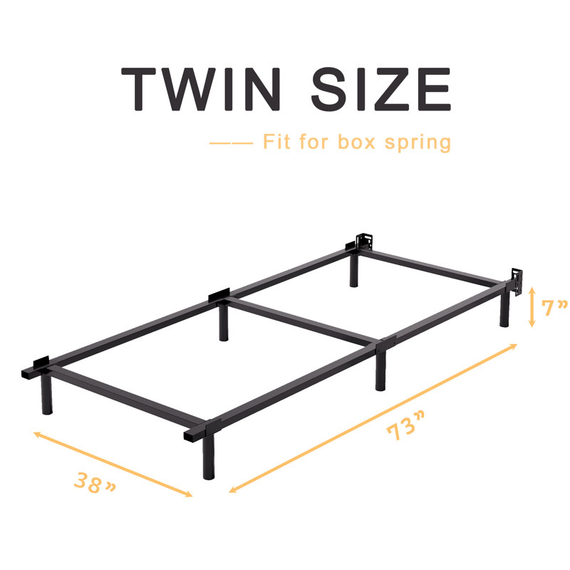 Cummons 7" Heavy Duty Spring Support Frame, Iron Bed Frame, Twin