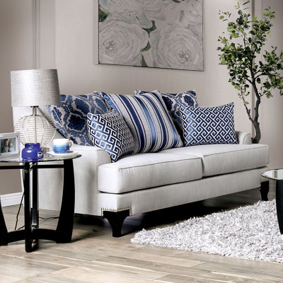 71.4" W Transitional Loveseat, Light Gray