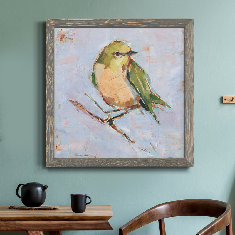 Oiseau Variété II - Toile encadrée de qualité supérieure - prête à être accrochée, H 20 po x l 20 po x P 1 po, Cadre gris
