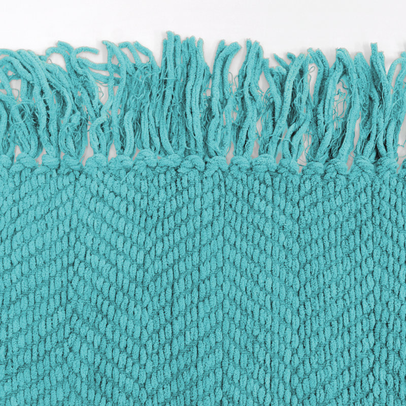 Jeté en tricot de tweed, Bleu baltique, 50 po x 60 po