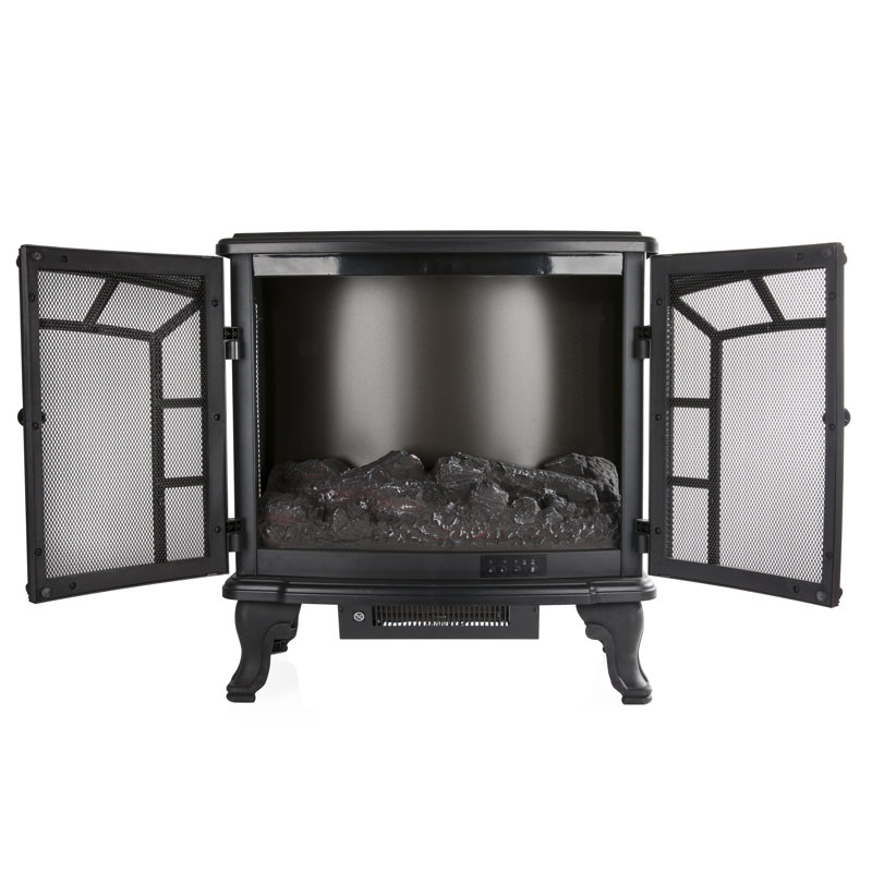 Warmlite Rochester Portable Electric Double Door Fireplace with Realistic LED Flame Effect, 2000W