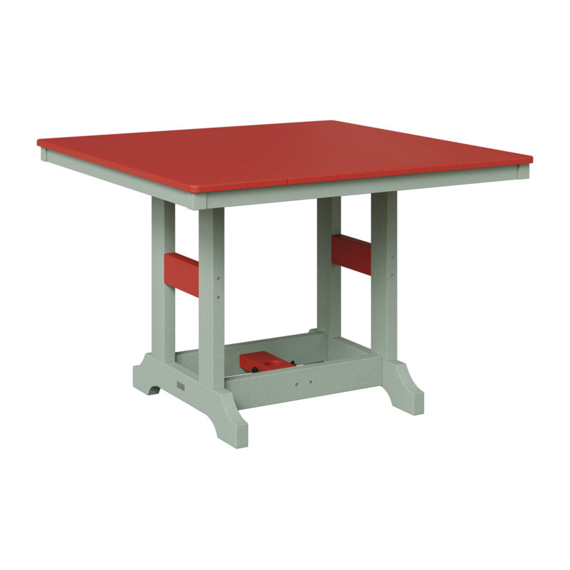 Garden Classic Outdoor Square Bar Table, Scarlet Red, Seafoam
